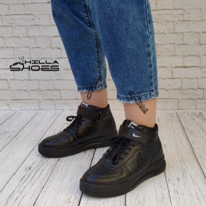 نیم بوت چسبی طرح نایکی مشکی-103360