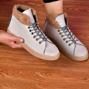 کفش نیم بوت خزدار تخت