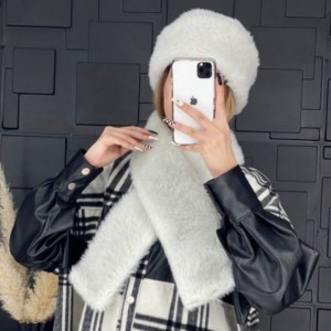 ست کلاه و شال خزدار روسی زنانه سایز بزرگ