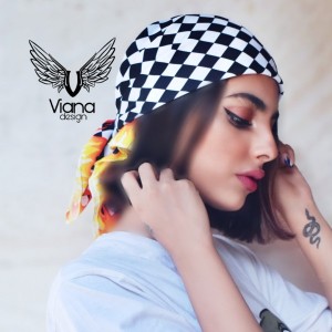 دستمال سر شطرنجی با اتش-93254