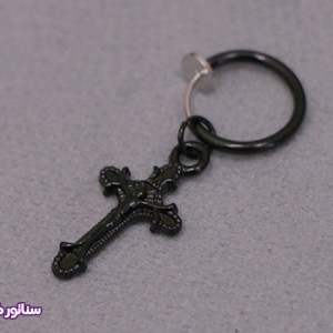 گوشواره مردانه فیک صلیب مشکی G5141-63554