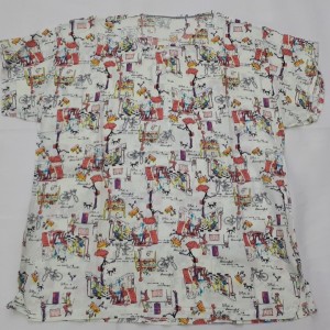 تیشرت طرح فانتزی نخ تایلندی دخترانه آستین کوتاه و یقه گرد