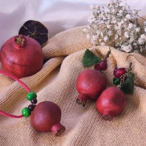 ست گوشواره و گردنبند یلدایی با انار طبیعی-68411