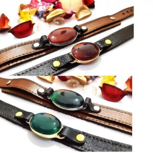 ست دو عددی دستبند چرم عقیق-134586