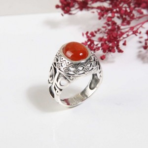 انگشتر نقره مردانه با سنگ عقیق اصل کد 4658-146033