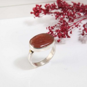 انگشتر نقره مردانه با سنگ عقیق اصل کد 4654-133105