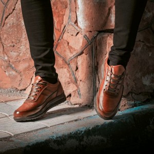 کفش اسپورت تمام چرم گاوی مدل سناتور بندی-136987