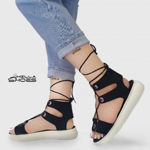 صندل زنانه لژدار بندی مشکی-105897