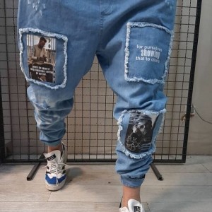 شلوار اسلش جین خارجی عکس دار-123467