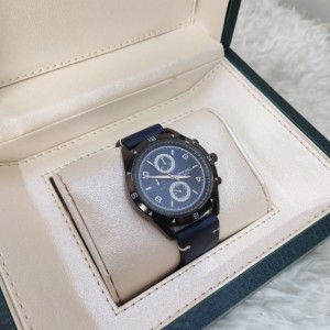 ست ساعت مردانه بند چرمی آبی رنگ