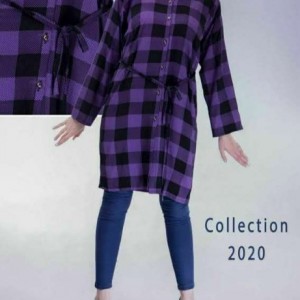 مانتو زنانه نخی مدل چهارخونه-149287