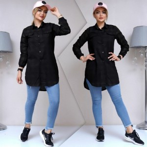 مانتو زنانه کتان مدل تونیک زنانه طرح دار-131058